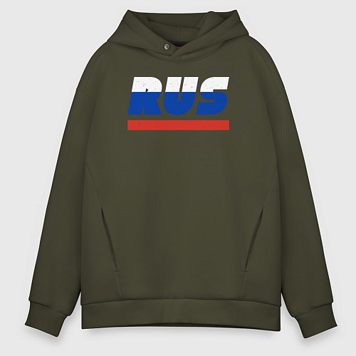 Мужское худи оверсайз Rus / Хаки – фото 1