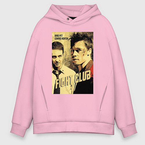 Мужское худи оверсайз Fight club - actors / Светло-розовый – фото 1