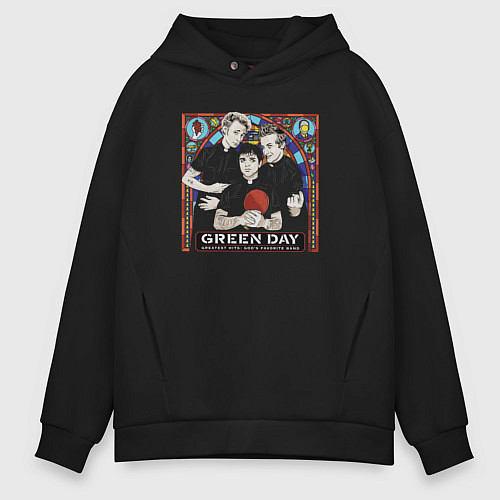 Мужское худи оверсайз Green Day band / Черный – фото 1