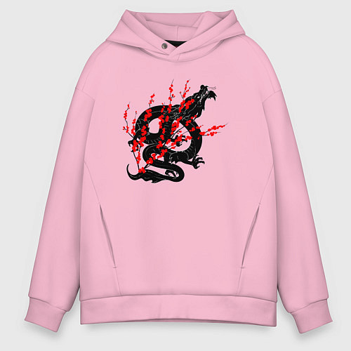 Мужское худи оверсайз Tokyo dragon / Светло-розовый – фото 1