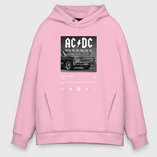 Мужское худи оверсайз Back in black - AC DC / Светло-розовый – фото 1