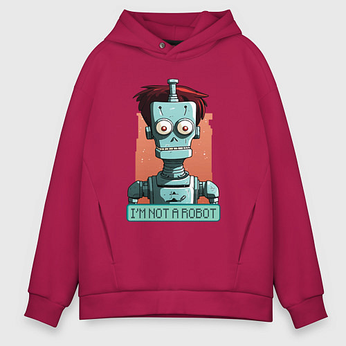 Мужское худи оверсайз Я не робот / Маджента – фото 1