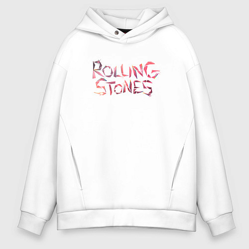 Мужское худи оверсайз The Rolling Stones - logo / Белый – фото 1
