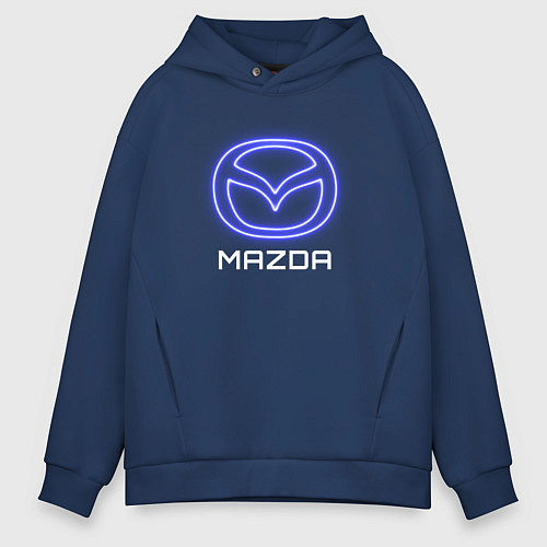 Мужское худи оверсайз Mazda neon / Тёмно-синий – фото 1
