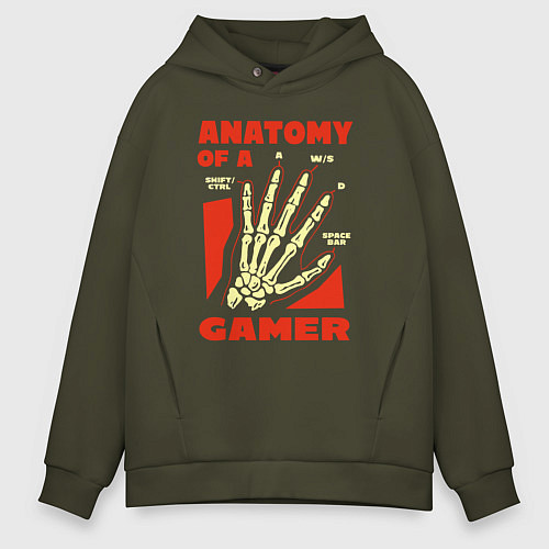 Мужское худи оверсайз Anatomy of a gamer / Хаки – фото 1