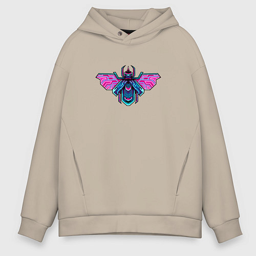 Мужское худи оверсайз Кибер жук / Миндальный – фото 1