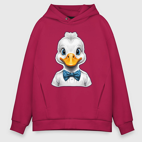 Мужское худи оверсайз Портрет утенок в бабочке / Маджента – фото 1