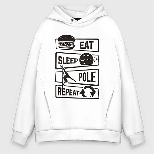 Мужское худи оверсайз Есть спать пилон / Белый – фото 1