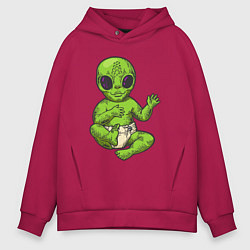 Толстовка оверсайз мужская Ребёнок пришельца, цвет: маджента