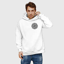 Толстовка оверсайз мужская Оберег здоровья здрабережень на груди, цвет: белый — фото 2
