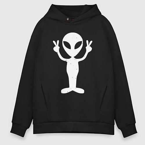 Мужское худи оверсайз Peace alien / Черный – фото 1
