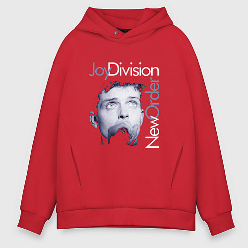 Мужское худи оверсайз Joy Division - Ian Curtis / Красный – фото 1