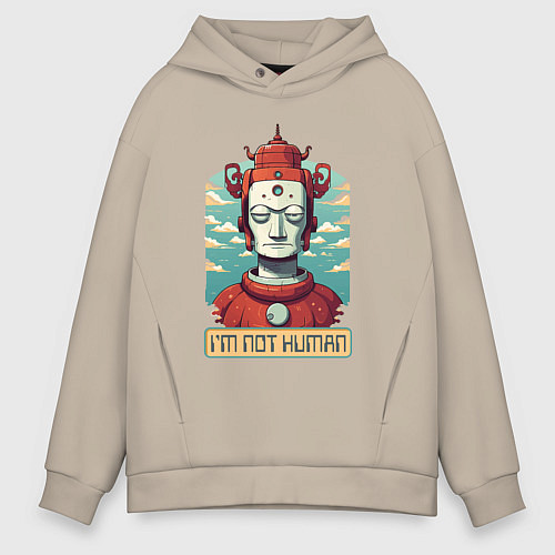 Мужское худи оверсайз Я не человек / Миндальный – фото 1