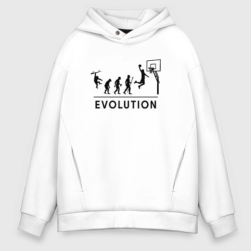 Мужское худи оверсайз Эволюция баскетболиста, баскетбол / Белый – фото 1