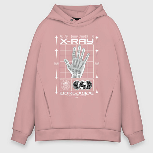 Мужское худи оверсайз X-ray streetwear / Пыльно-розовый – фото 1