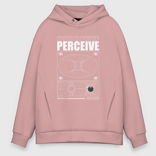 Мужское худи оверсайз Perceive streetwear / Пыльно-розовый – фото 1