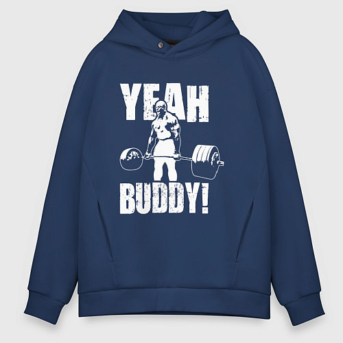 Мужское худи оверсайз Yeah buddy - Ронни Коулман / Тёмно-синий – фото 1