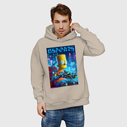 Толстовка оверсайз мужская Cyber Bart Simpson - esport, цвет: миндальный — фото 2