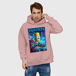 Толстовка оверсайз мужская Cyber Bart Simpson - esport, цвет: пыльно-розовый — фото 2