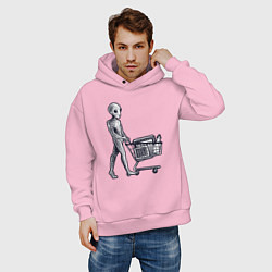 Толстовка оверсайз мужская Пришелец с покупками, цвет: светло-розовый — фото 2