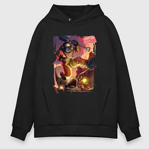 Мужское худи оверсайз Lethal Сompany: Running Fugu / Черный – фото 1