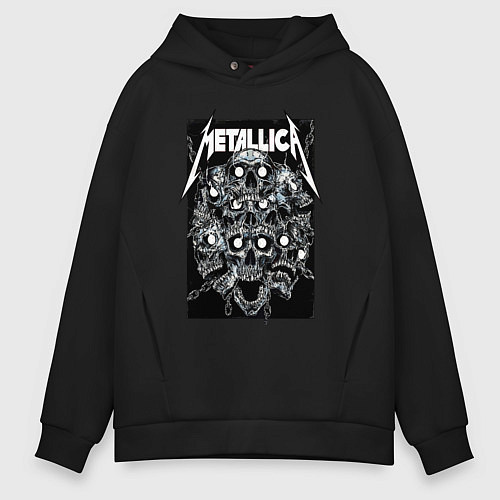 Мужское худи оверсайз Metallica - skulls / Черный – фото 1