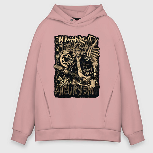 Мужское худи оверсайз Nirvana Aneurysm / Пыльно-розовый – фото 1