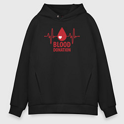 Толстовка оверсайз мужская Донорство крови, цвет: черный