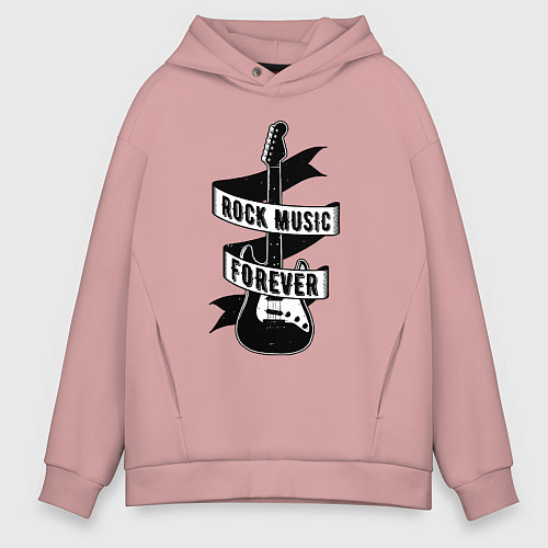 Мужское худи оверсайз Рок - навсегда / Пыльно-розовый – фото 1