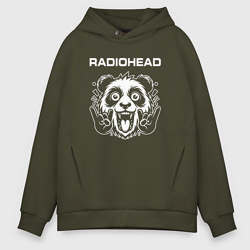 Мужское худи оверсайз Radiohead rock panda / Хаки – фото 1