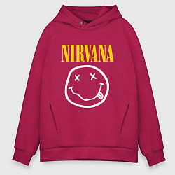 Толстовка оверсайз мужская Nirvana original, цвет: маджента