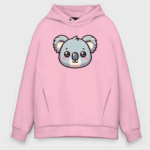 Мужское худи оверсайз Мордочка коалы / Светло-розовый – фото 1