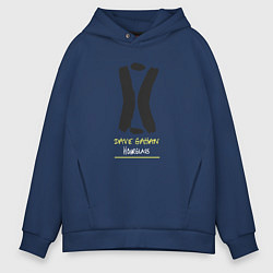 Толстовка оверсайз мужская Dave Gahan - Hourglass logo, цвет: тёмно-синий