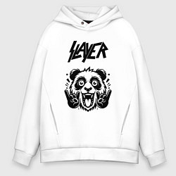Толстовка оверсайз мужская Slayer - rock panda, цвет: белый
