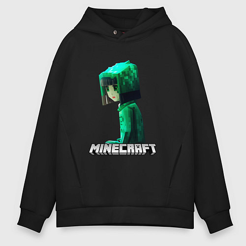 Мужское худи оверсайз Minecraft девушка с зелеными волосами / Черный – фото 1