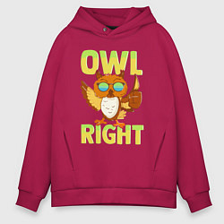 Мужское худи оверсайз Owl right - каламбур отлично