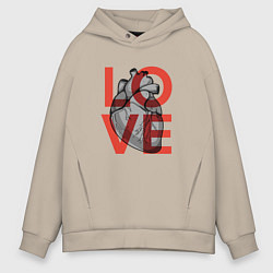 Мужское худи оверсайз Love с сердцем