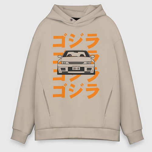 Мужское худи оверсайз Nissan Skyline GTR32 / Миндальный – фото 1