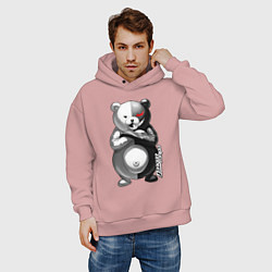 Толстовка оверсайз мужская Монокума - Danganronpa, цвет: пыльно-розовый — фото 2