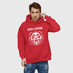 Толстовка оверсайз мужская Avril Lavigne rock panda, цвет: красный — фото 2