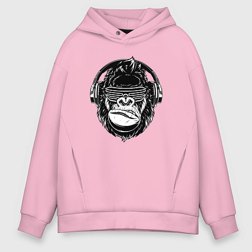 Мужское худи оверсайз Music gorilla / Светло-розовый – фото 1