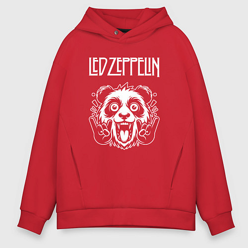 Мужское худи оверсайз Led Zeppelin rock panda / Красный – фото 1