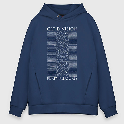Мужское худи оверсайз Cat division furry pleasures / Тёмно-синий – фото 1