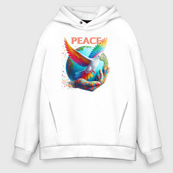 Мужское худи оверсайз Голубь мира peace