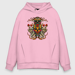 Мужское худи оверсайз Skull and mushrooms