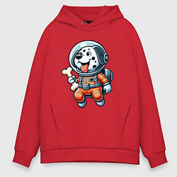Мужское худи оверсайз Dalmatian cosmonaut puppy with a bone