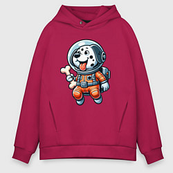 Мужское худи оверсайз Dalmatian cosmonaut puppy with a bone