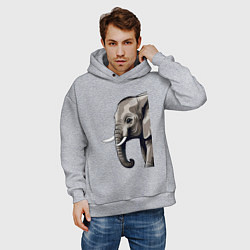 Толстовка оверсайз мужская Большой африканский слон, цвет: меланж — фото 2