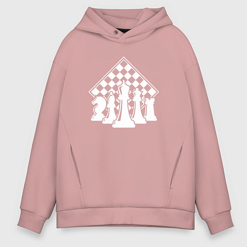 Мужское худи оверсайз Фигуры шахмат / Пыльно-розовый – фото 1