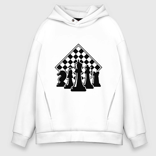 Мужское худи оверсайз The chessboard / Белый – фото 1